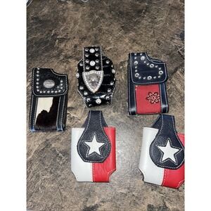 Lot If 5 Leather Flip Phone Holders 1 Montana West, 1 American West 3 Unbranded